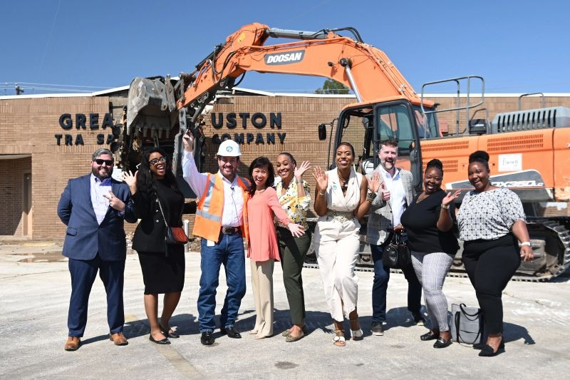 Partners and team on site at the start of demolition