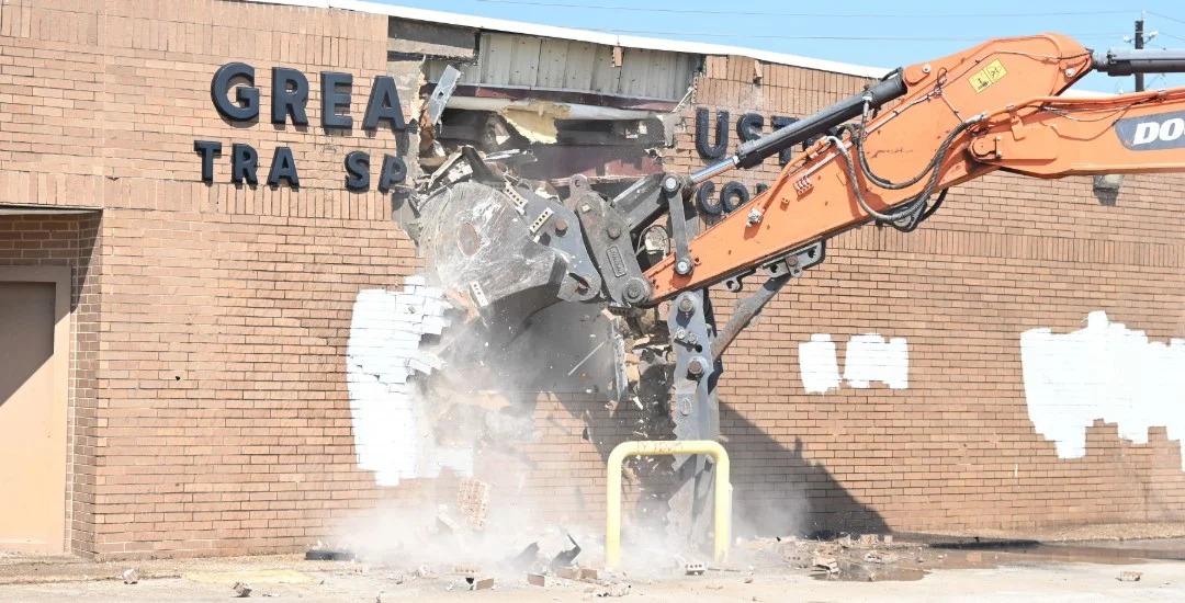 Demolition underway at the former transportation site